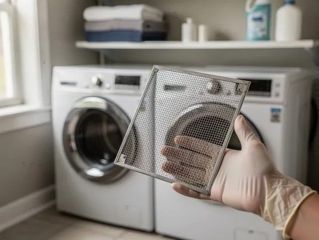 Coral Springs Dryer Vent Cleaning specialist performing detailed lint trap cleaning service in Coral Springs