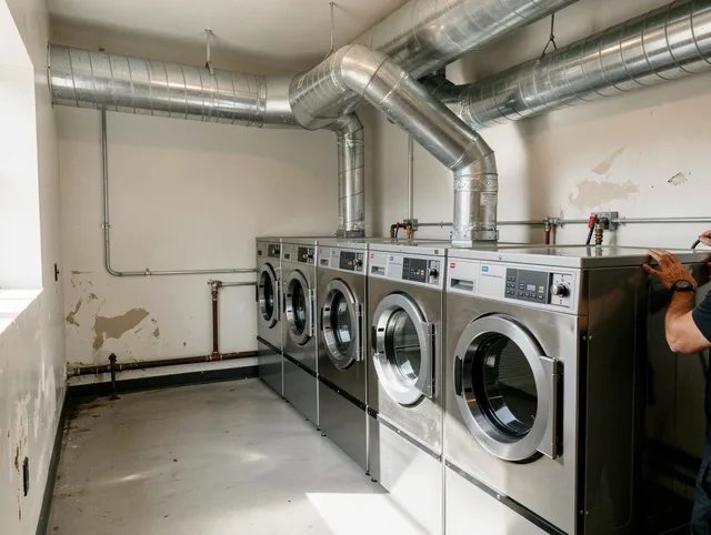 Coral Springs Dryer Vent Cleaning team performing large-scale commercial dryer vent cleaning in Coral Springs