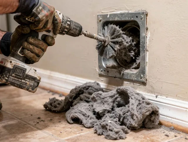 Certified Coral Springs Dryer Vent Cleaning technician performing dryer vent cleaning in Coral Springs